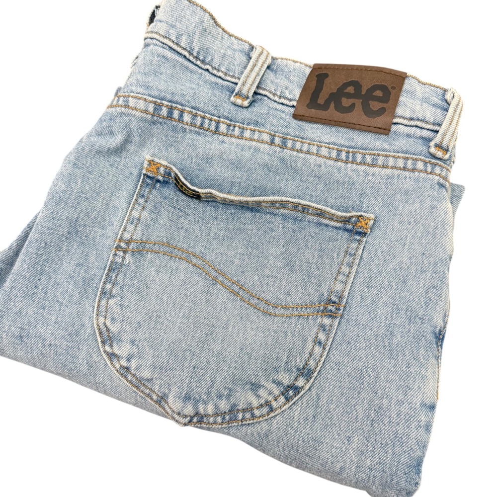 Lee Relaxed Fit Jeans Mens 40x30 Light Wash Blue Denim Straight Leg Stretch